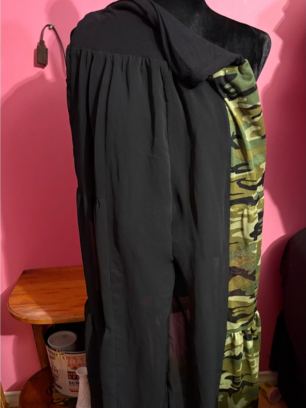 Black & Green Camo Men's Pants - One-Side Camouflage Panel